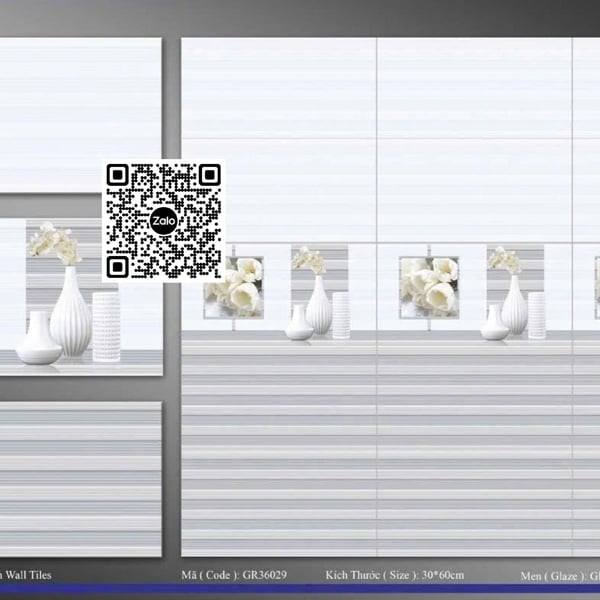 Gạch Men 30x60 Ốp Tường Giá Rẻ sọc ngang xám GR38029
