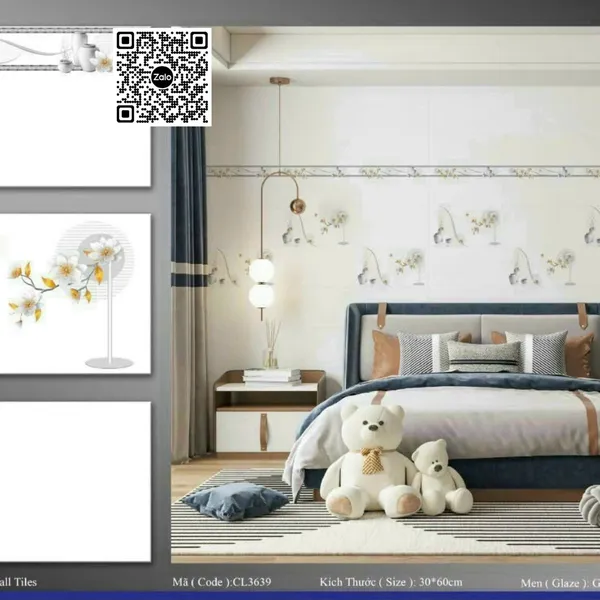 Gạch Men 30x60 Ốp Tường Giá Rẻ trắng trơn 3639V1