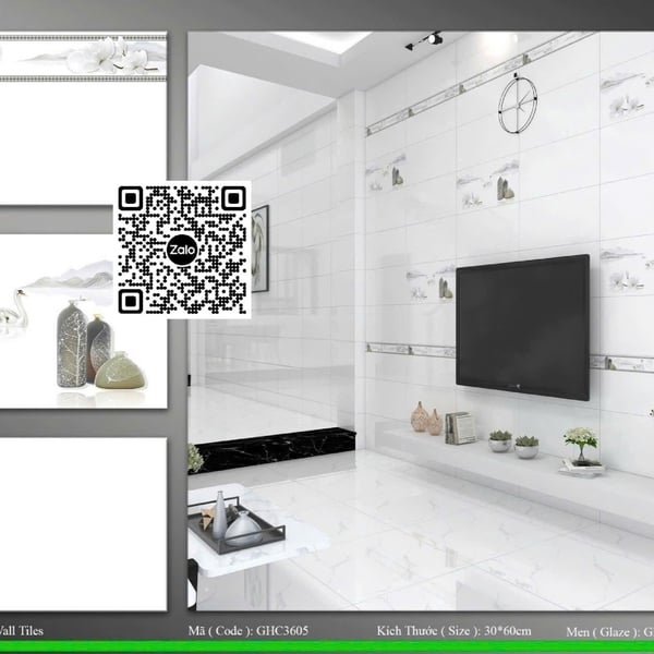 Gạch Men 30x60 Ốp Tường Giá Rẻ trắng trơn C3605