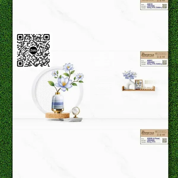 Gạch Men 30x60 Ốp Tường Giá Rẻ trắng vân khói 62019