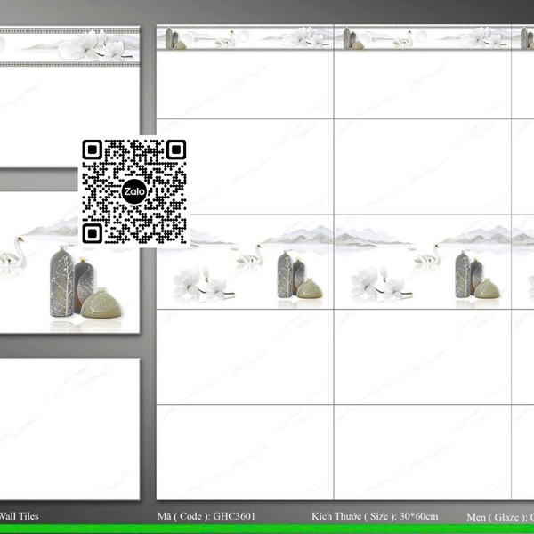 Gạch Men 30x60 Ốp Tường Giá Rẻ trắng vân khói C3601