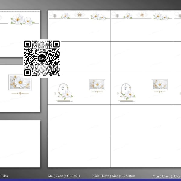 Gạch Men 30x60 Ốp Tường Giá Rẻ trắng vân khói GR38011