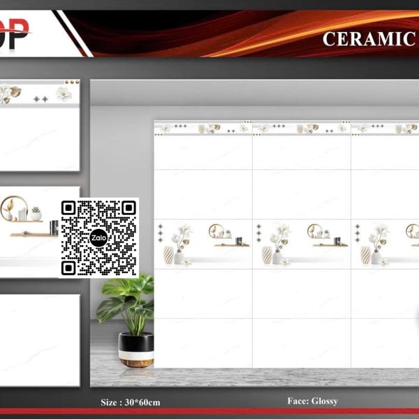 Gạch Men 30x60 Ốp Lát trắng vân mây MDP36168