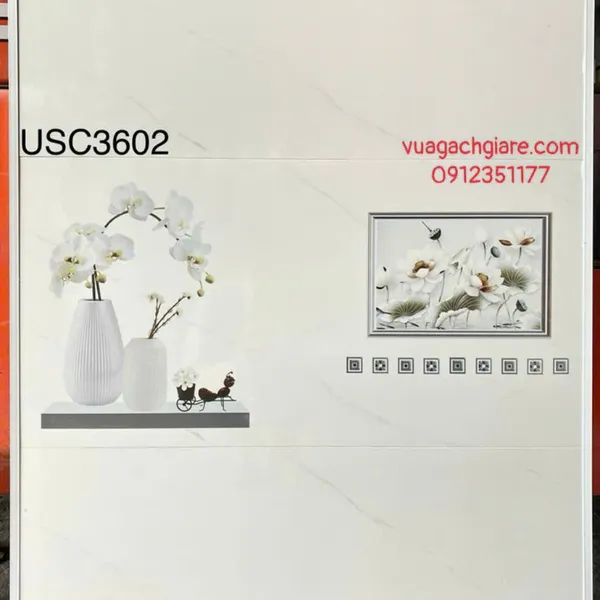 Gạch Men 30x60 Ốp Tường Giá Rẻ trắng vân khói USC3602