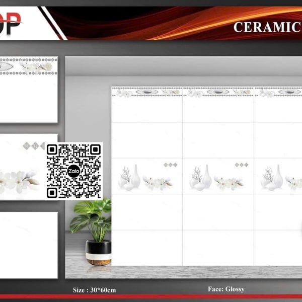 Gạch Men 30x60 Ốp Lát trắng vân khói MDP36169