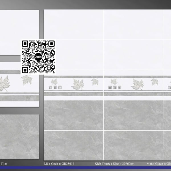 Gạch Men 30x60 Ốp Tường Giá Rẻ xám vân đá GR38016