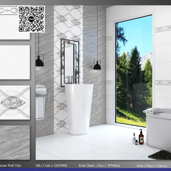 Gạch Men 30x60 Ốp Tường Giá Rẻ xám vân đá GR39008