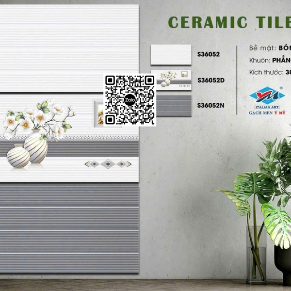 Gạch Men 30x60 Ốp Tường Giá Rẻ sọc ngang xám S36052