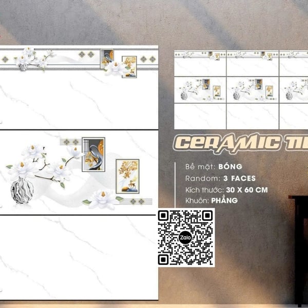 Gạch Men 30x60 Ốp Tường Giá Rẻ trắng vân khói S36049LR
