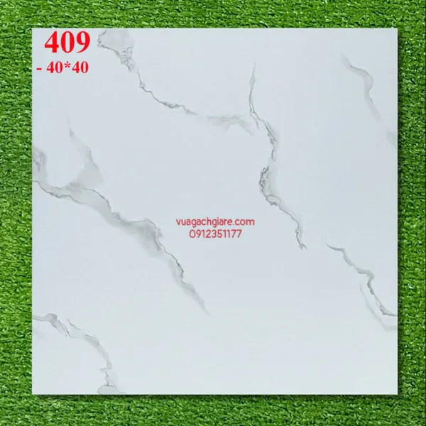 Gạch Men 40x40 Lát Nền Giá Rẻ trắng vân khói 409