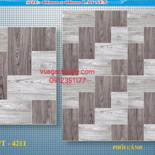 Gạch Men 40x40 Ốp Lát Giá Rẻ vân gỗ xám 4211