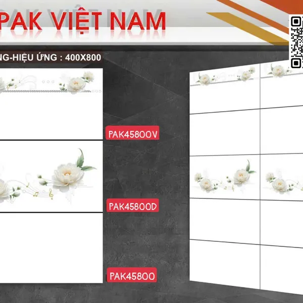 Gạch Men 40x80 Ốp Lát PAK trắng trơn 45800