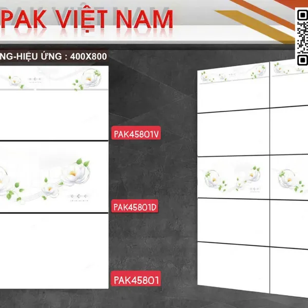 Gạch Men 40x80 Ốp Lát PAK trắng vân khói 45801