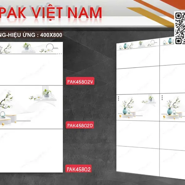 Gạch Men 40x80 Ốp Lát PAK trắng vân khói 45802