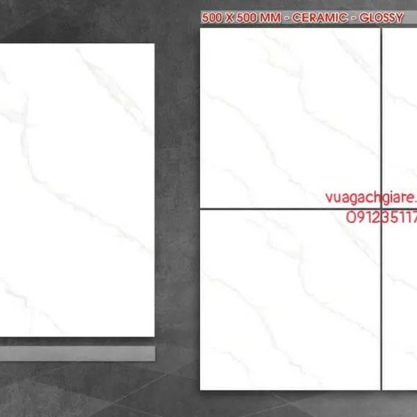 Gạch Men 50x50 Lát Nền Giá Rẻ PAK trắng vân khói QH5033