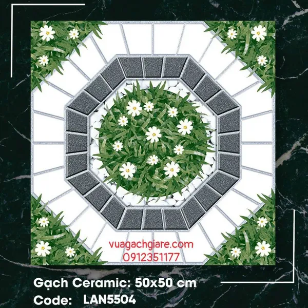 Gạch Men 50x50 Lát Sân TRUNG NGUYÊN cỏ cây TN5504
