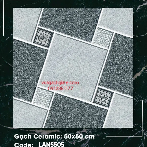 Gạch Men 50x50 Lát Sân TRUNG NGUYÊN đá ghép TN5505