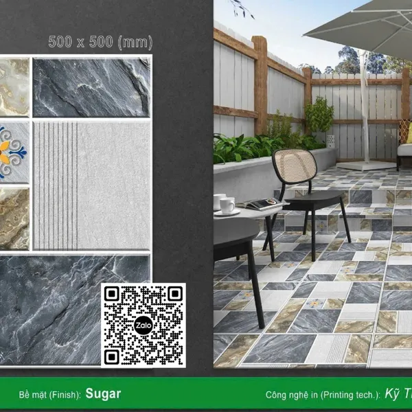 Gạch Men 50x50 Ốp Lát Sân Vườn Giá Rẻ đá ghép CRS52