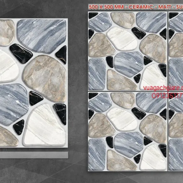 Gạch Men 50x50 Lát Sân GIÁ RẺ PAK đá sỏi QH5037SV