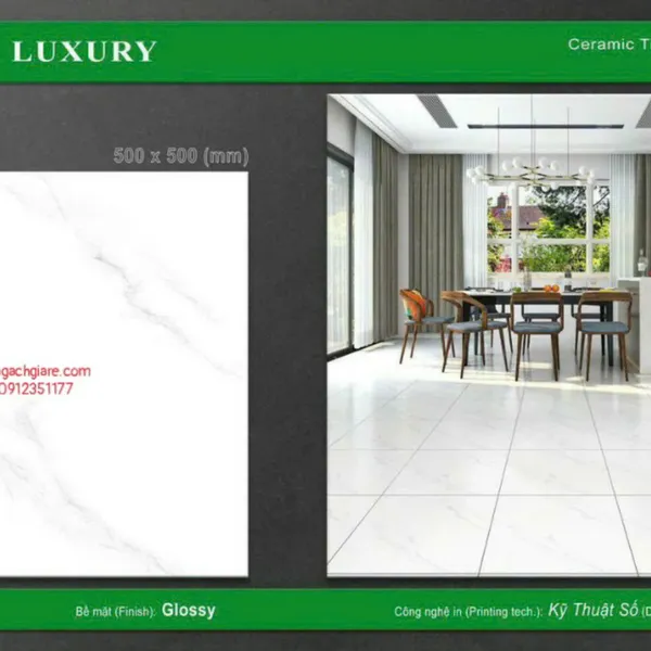 Gạch Men 50x50 Lát Nền Luxury Giá Rẻ trắng vân khói 5001