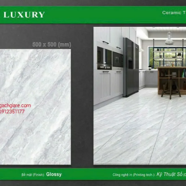 Gạch Men 50x50 Lát Nền Luxury Giá Rẻ vân đá 5003