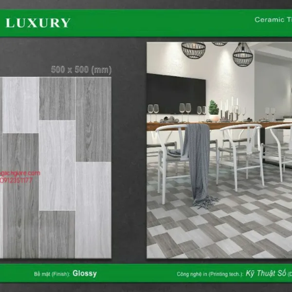 Gạch Men 50x50 Lát Nền Luxury Giá Rẻ vân gỗ xám 5002
