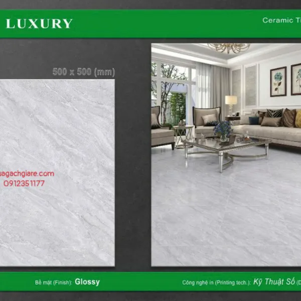 Gạch Men 50x50 Lát Nền Luxury Giá Rẻ xám vân 5003