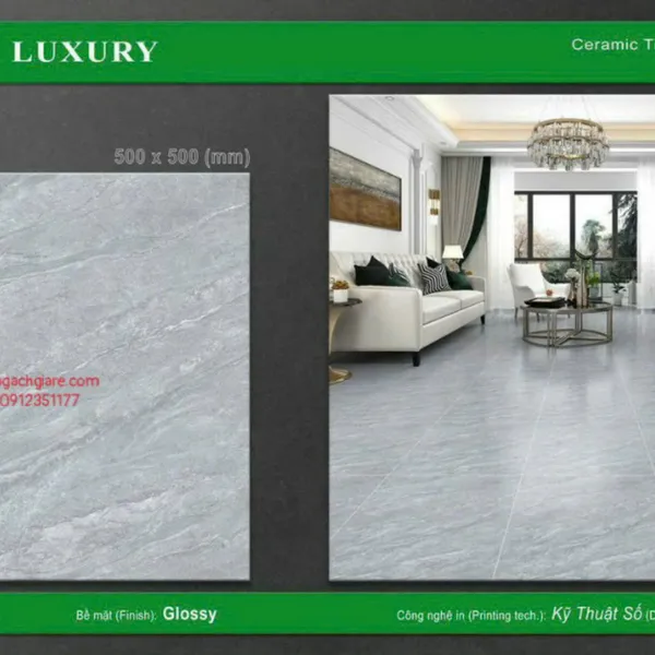 Gạch Men 50x50 Lát Nền Luxury Giá Rẻ xám vân đá 5005