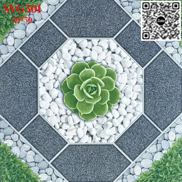 Gạch Men 50x50 Ốp Lát Sân Vườn Giá Rẻ đá sỏi SVG501