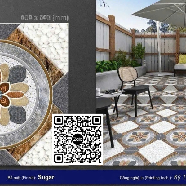 Gạch Men 50x50 Ốp Lát Sân Vườn Giá Rẻ sỏi đá SV55003