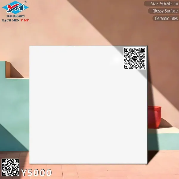 Gạch Men 50x50 Ốp Lát trắng trơn Y5000