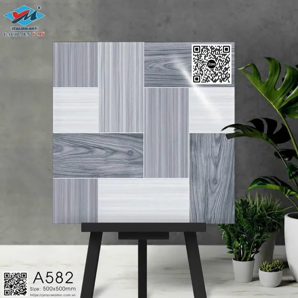Gạch Men 50x50 Ốp Lát vân gỗ xám A582