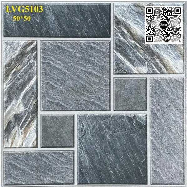 Gạch Men 50x50 Ốp Lát Sân Vườn Giá Rẻ xám vân đá LVG5103