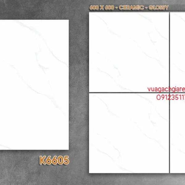 Gạch Men 60x60 Lát Nền Giá Rẻ PAK trắng vân khói K6605