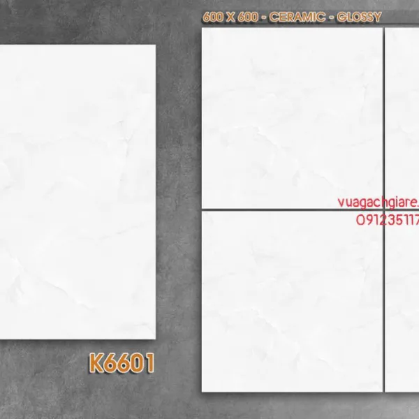 Gạch Men 60x60 Lát Nền Giá Rẻ PAK trắng vân mây K6601