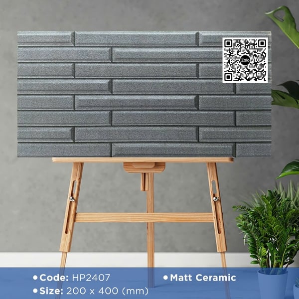 Gạch Men 20x40 Ốp Dán Trang Trí giả thẻ xám HP2407