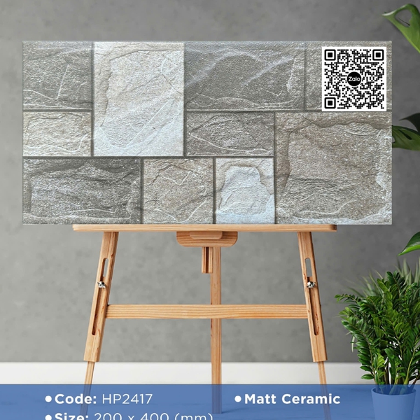 Gạch Men 20x40 Ốp Dán Trang Trí đá ghép nâu HP2417