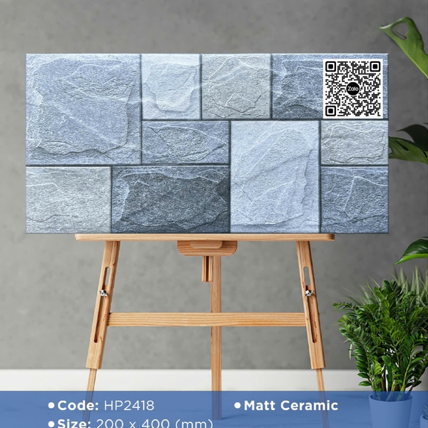 Gạch Men 20x40 Ốp Dán Trang Trí đá ghép xám HP2418