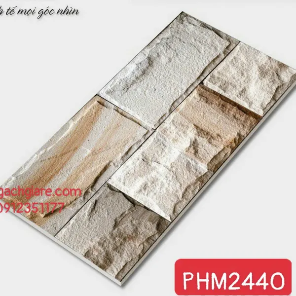 Gạch Men Mờ Trang Trí 20x40 Giá Rẻ nâu vân đá M2440