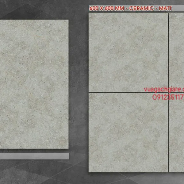 Gạch Men Mờ 60x60 Lát Nền Giá Rẻ PAK xám xi măng KM6611
