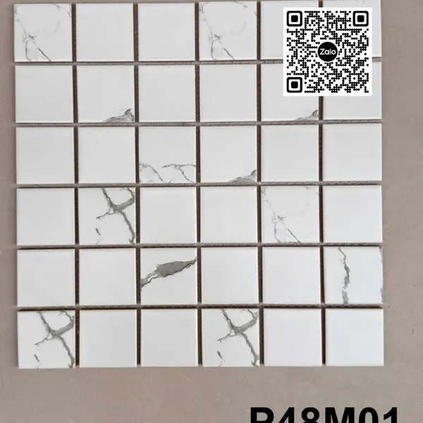 Gạch Mosaic 30x30 Ốp Dán Trang Trí trắng vân khói P48M01