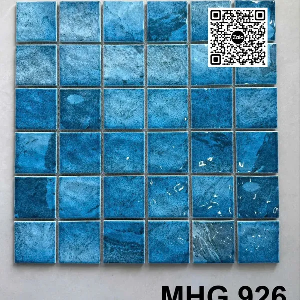 Gạch Mosaic 30x30 Ốp Dán Trang Trí xanh coban gợn sóng MHG926