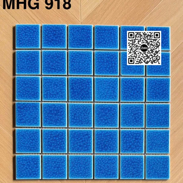 Gạch Mosaic 30x30 Ốp Dán Trang Trí xanh coban men rạn MHG918