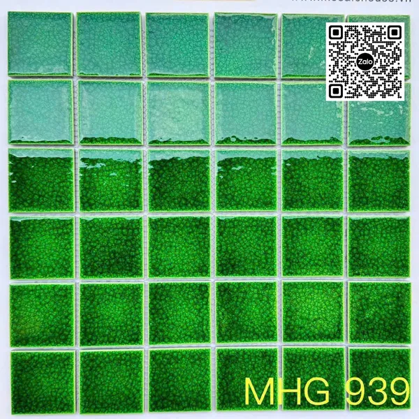Gạch Mosaic 30x30 Ốp Dán Trang Trí xanh lá men rạn MHG939
