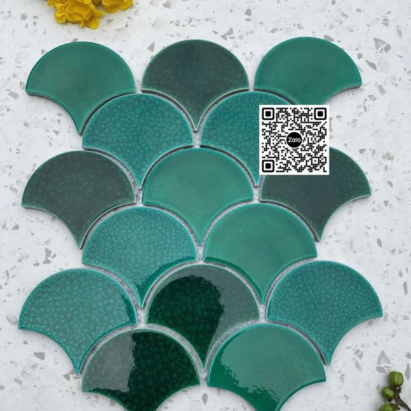 Gạch Mosaic Vảy Cá 30x30 Ốp Dán Trang Trí xanh lá men rạn
