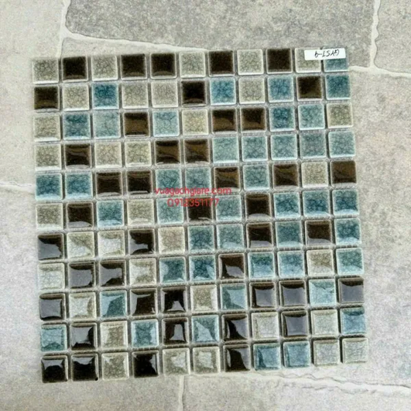 Gạch Mosaic Thuỷ Tinh Giá Rẻ xanh nâu vàng