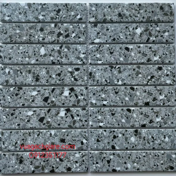Gạch Mosaic Que Đũa Trang Trí trắng xám terrazzo
