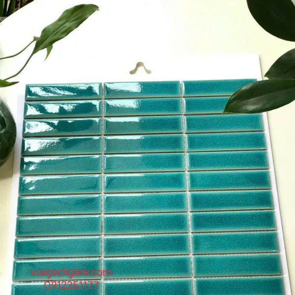 Gạch Mosaic Que Đũa Nhỏ Trang Trí màu xanh dương men rạn