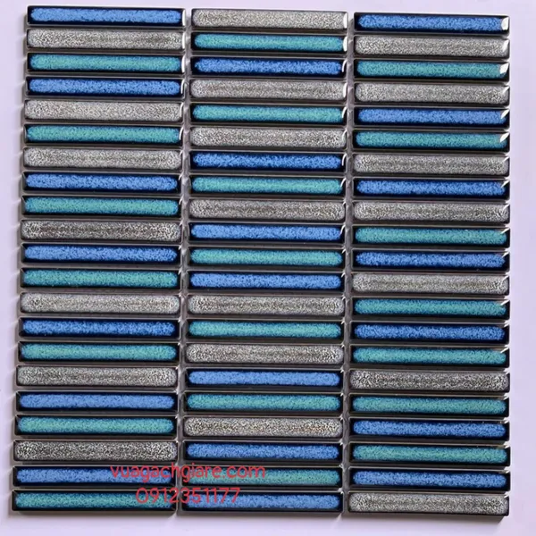 Gạch Mosaic Que Đũa Nhỏ Trang Trí màu xanh xám
