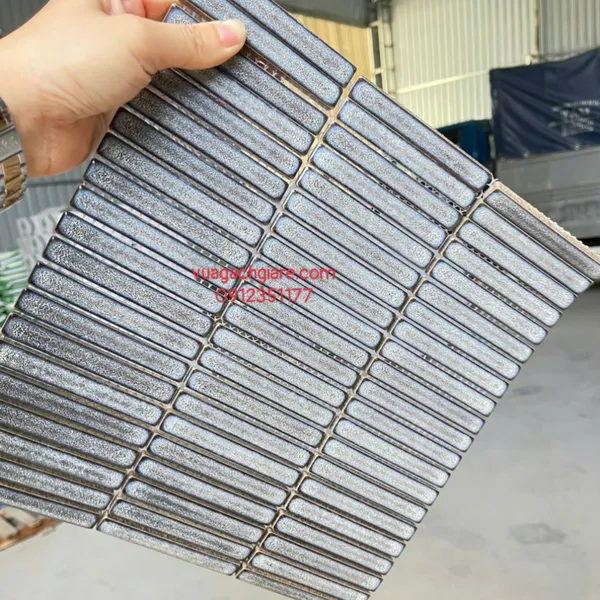 Gạch Mosaic Que Đũa Nhỏ Trang Trí màu xám men rạn